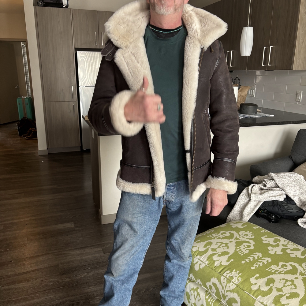 Men's Shearling Lined Brown Jacket